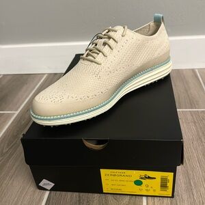 Cole Haan golf shoe. ZeroGrand OG Wing Oxford. Water resistant. Off-white. NWT